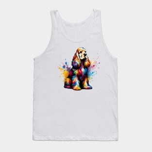 Cocker Spaniel Captured in Colorful Splash Art Tank Top